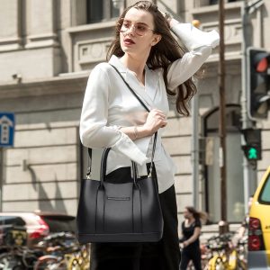 Black pebbled handbag