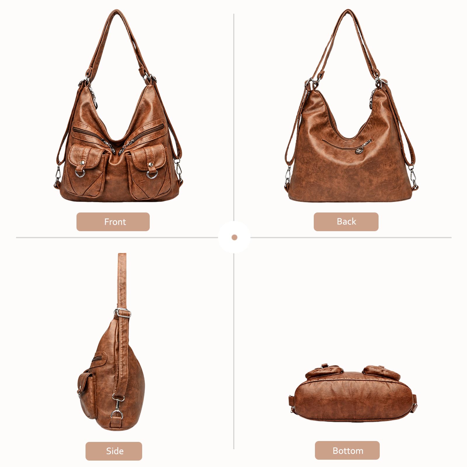Retro multi-pocket design large capacity shoulder bag - Image 3