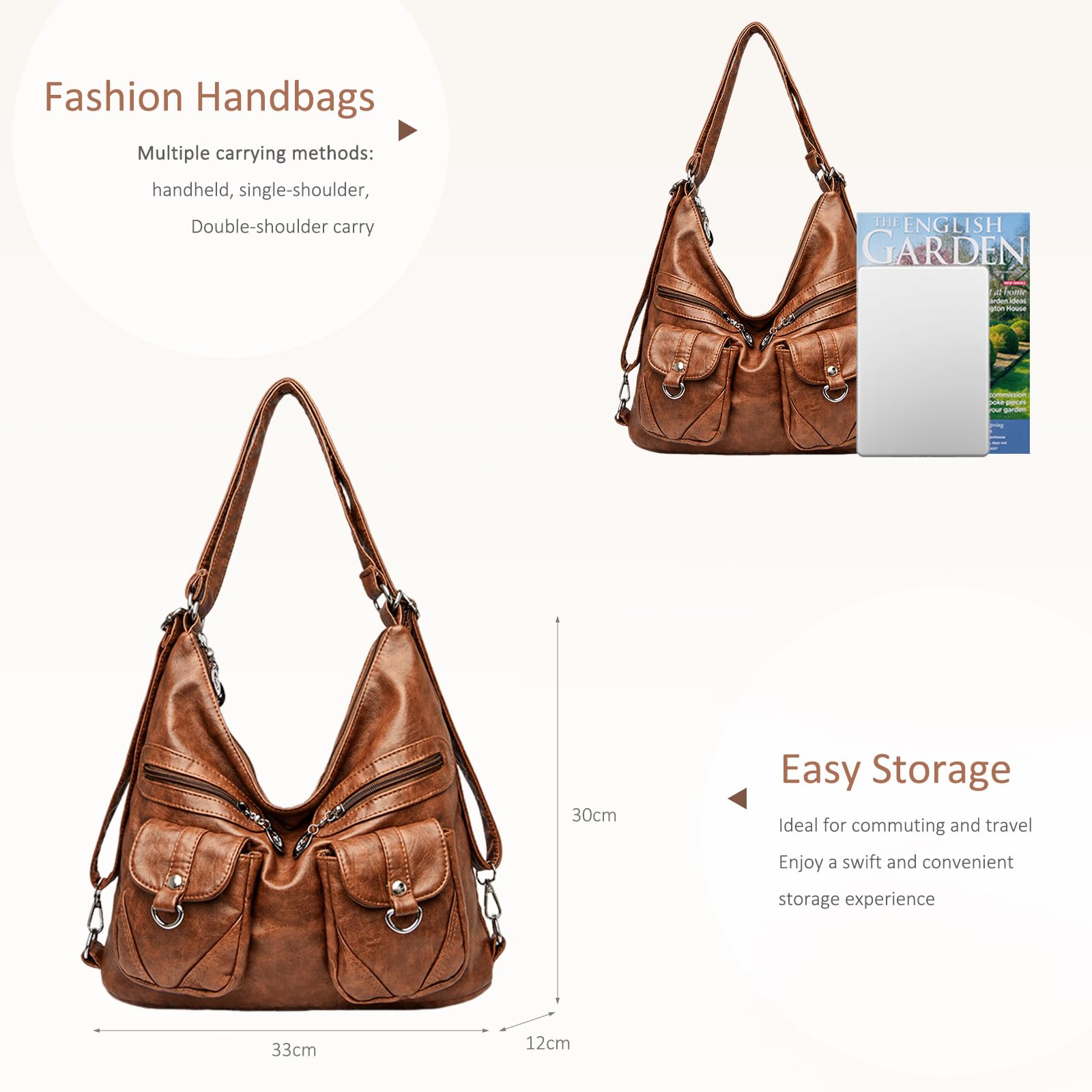 Retro multi-pocket design large capacity shoulder bag - Image 4