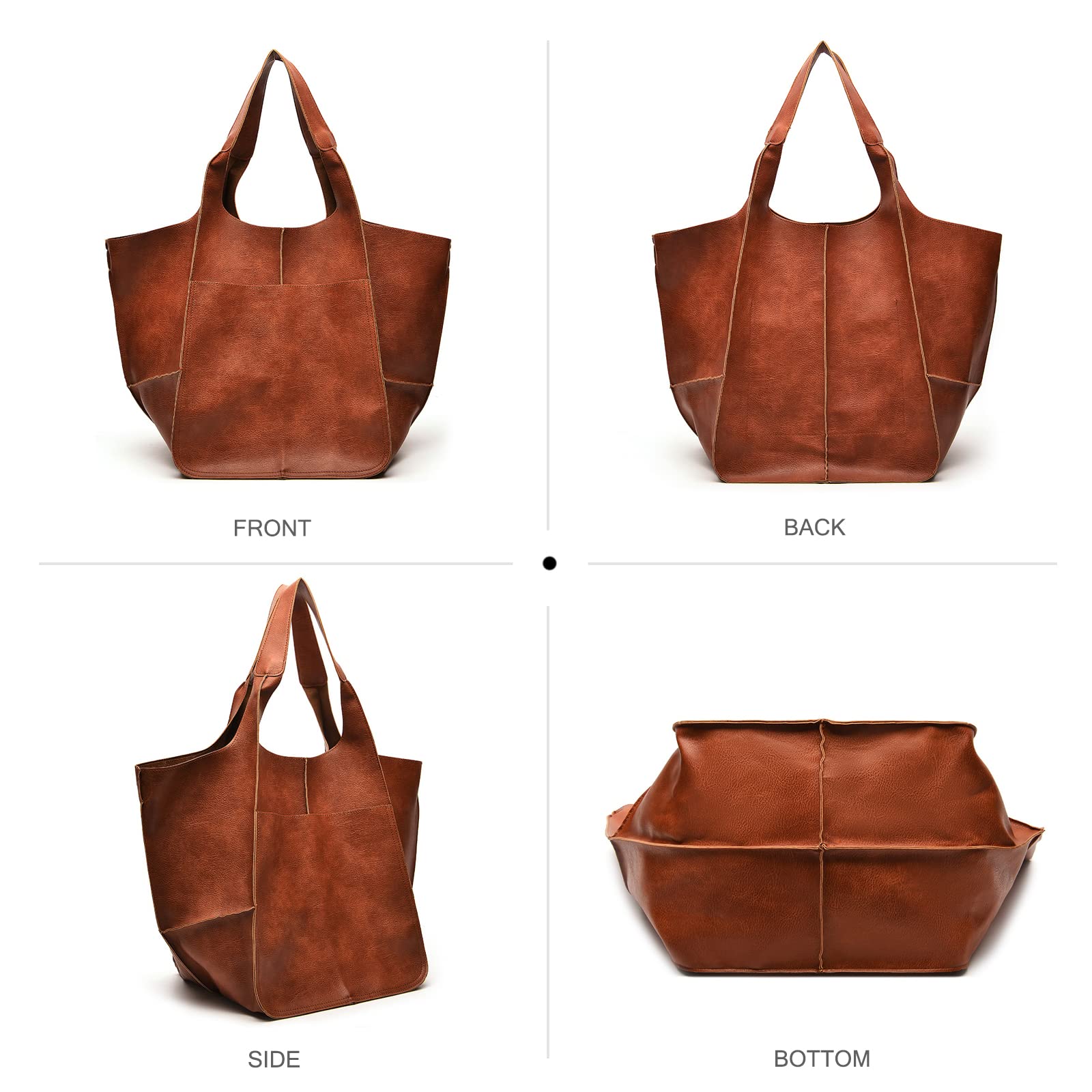 Dark brown, soft and loose-fitting handbag - Image 4
