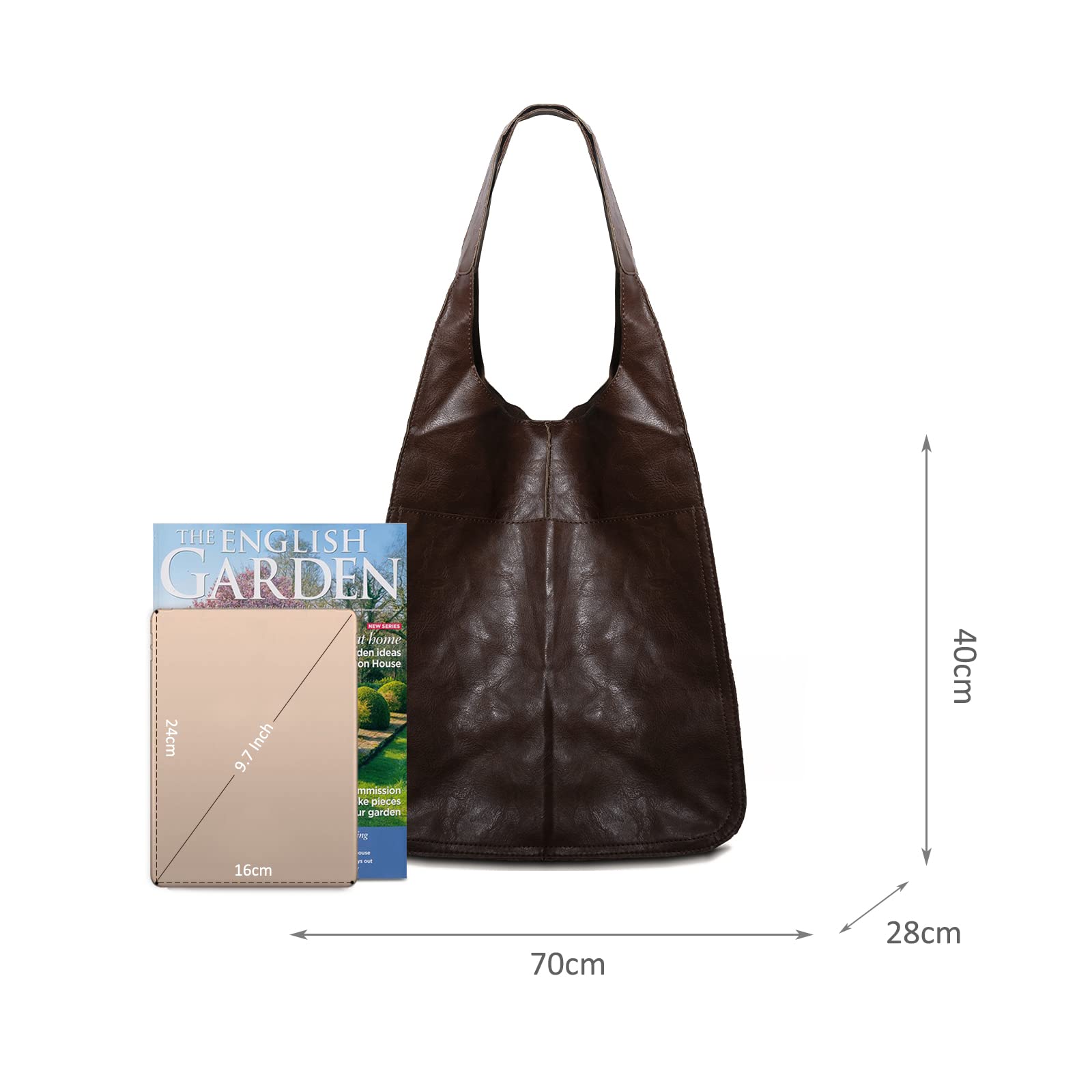 Dark brown, soft and loose-fitting handbag - Image 2