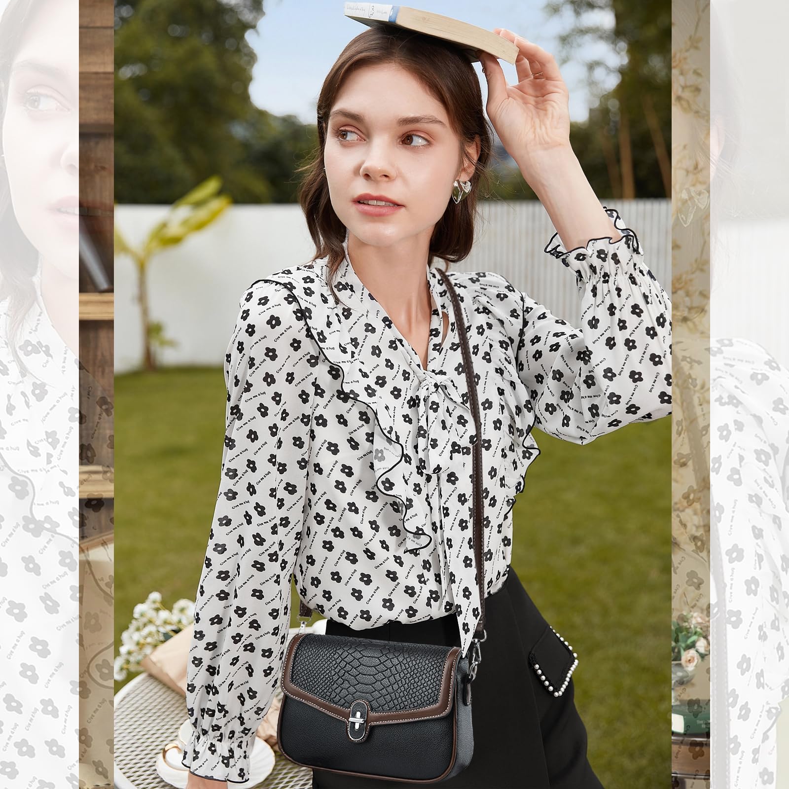 snakeskin embossed crossbody bag with colored trim