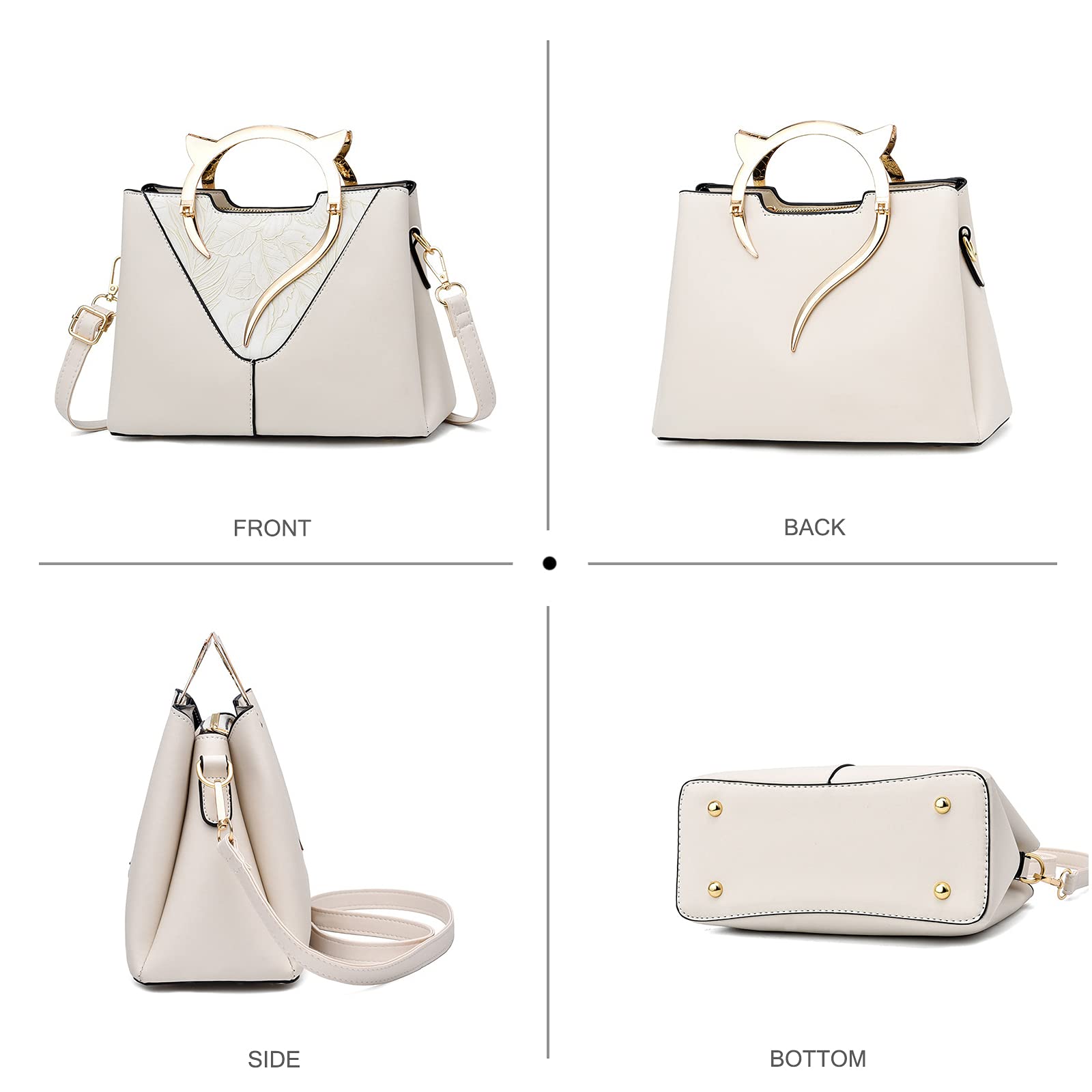 Light gray floral embossed handbag - Image 5