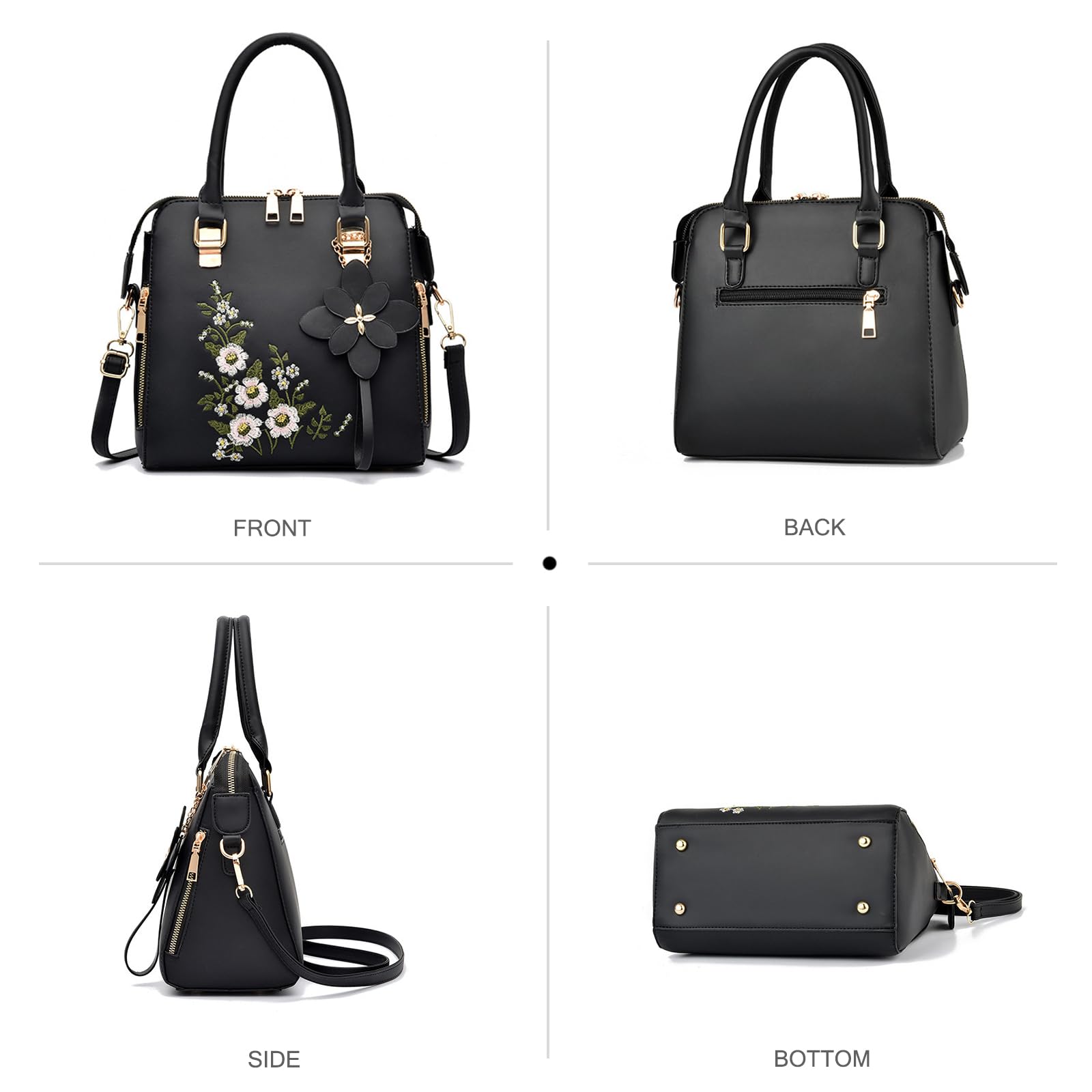 3D floral embroidered handbag - Image 4