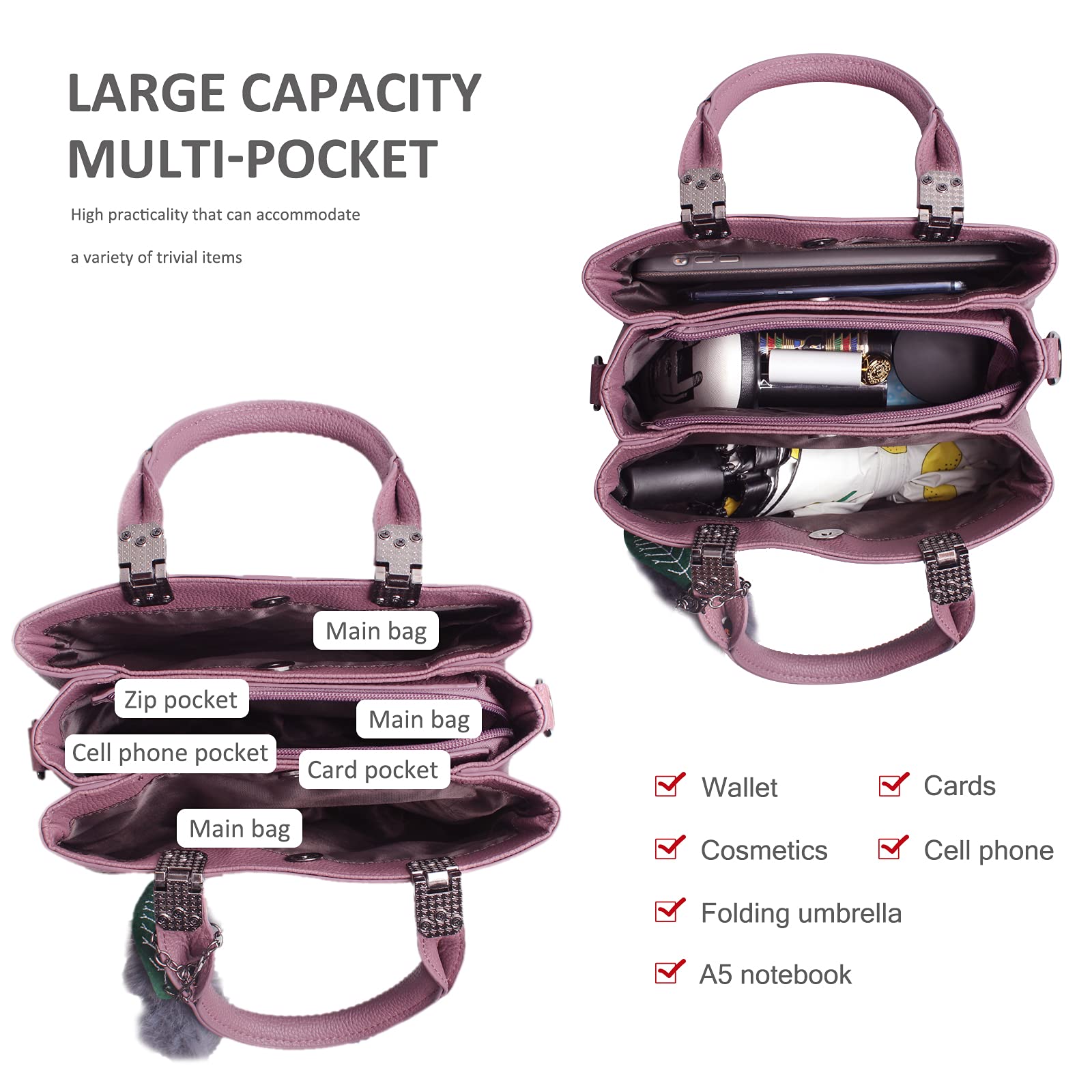 Purple pebble-patterned handbag - Image 5