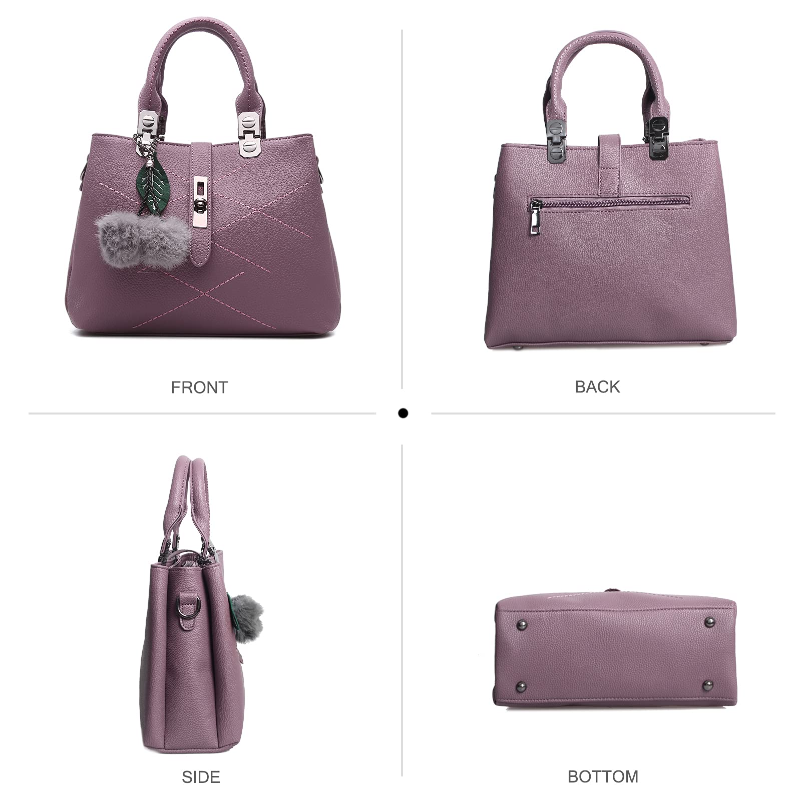 Purple pebble-patterned handbag - Image 4