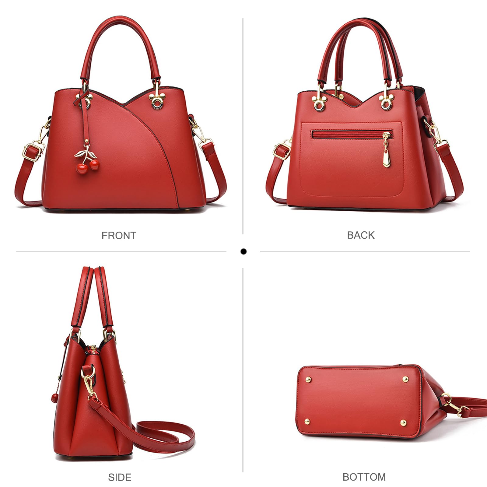 Cherry-decorated cream-white handbag - Image 4