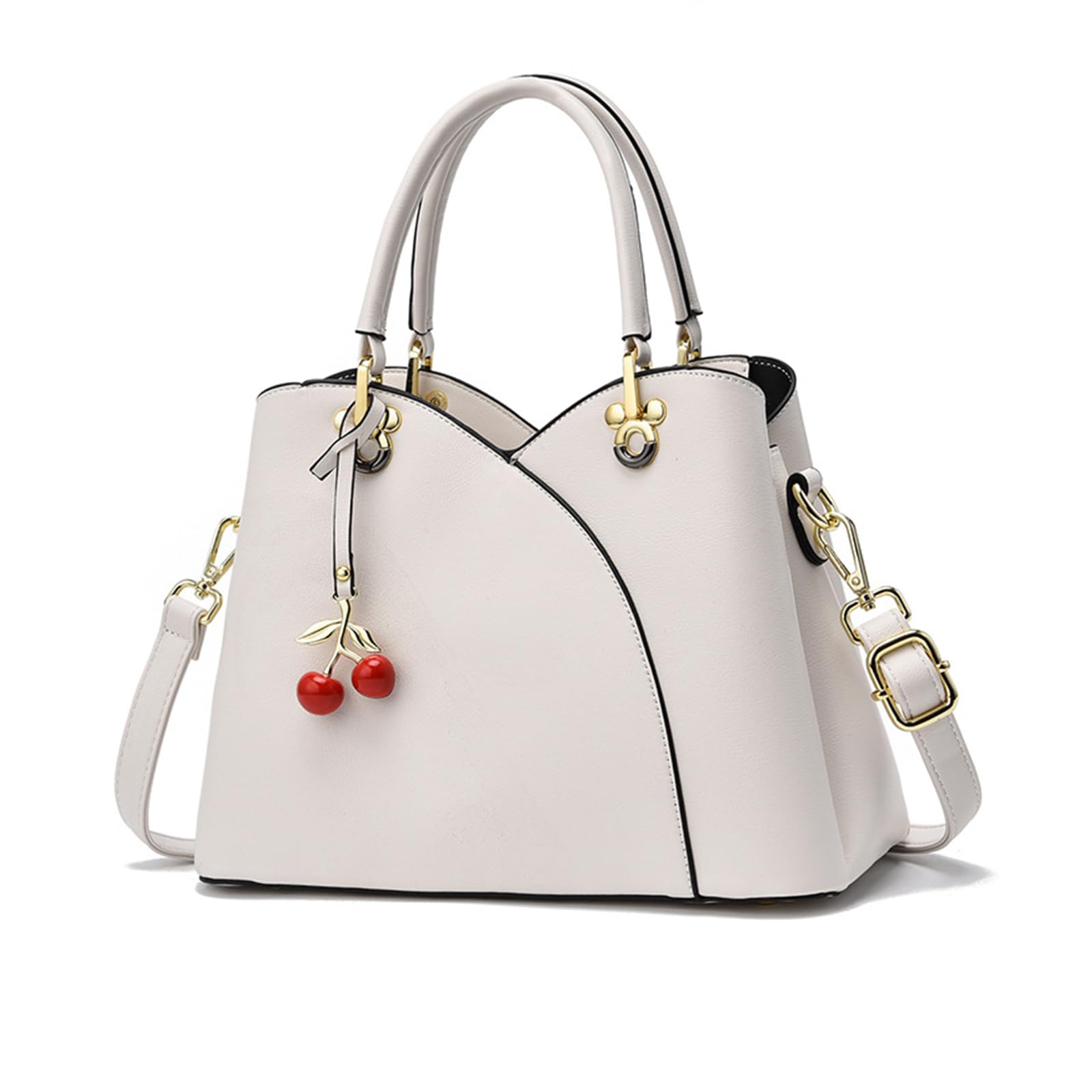 Cherry-decorated cream-white handbag - Image 2