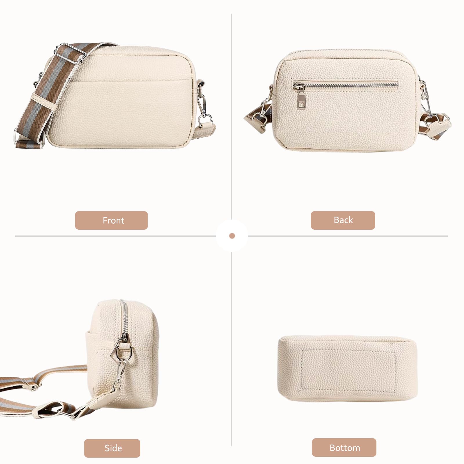 White pebbled leather crossbody bag - Image 5