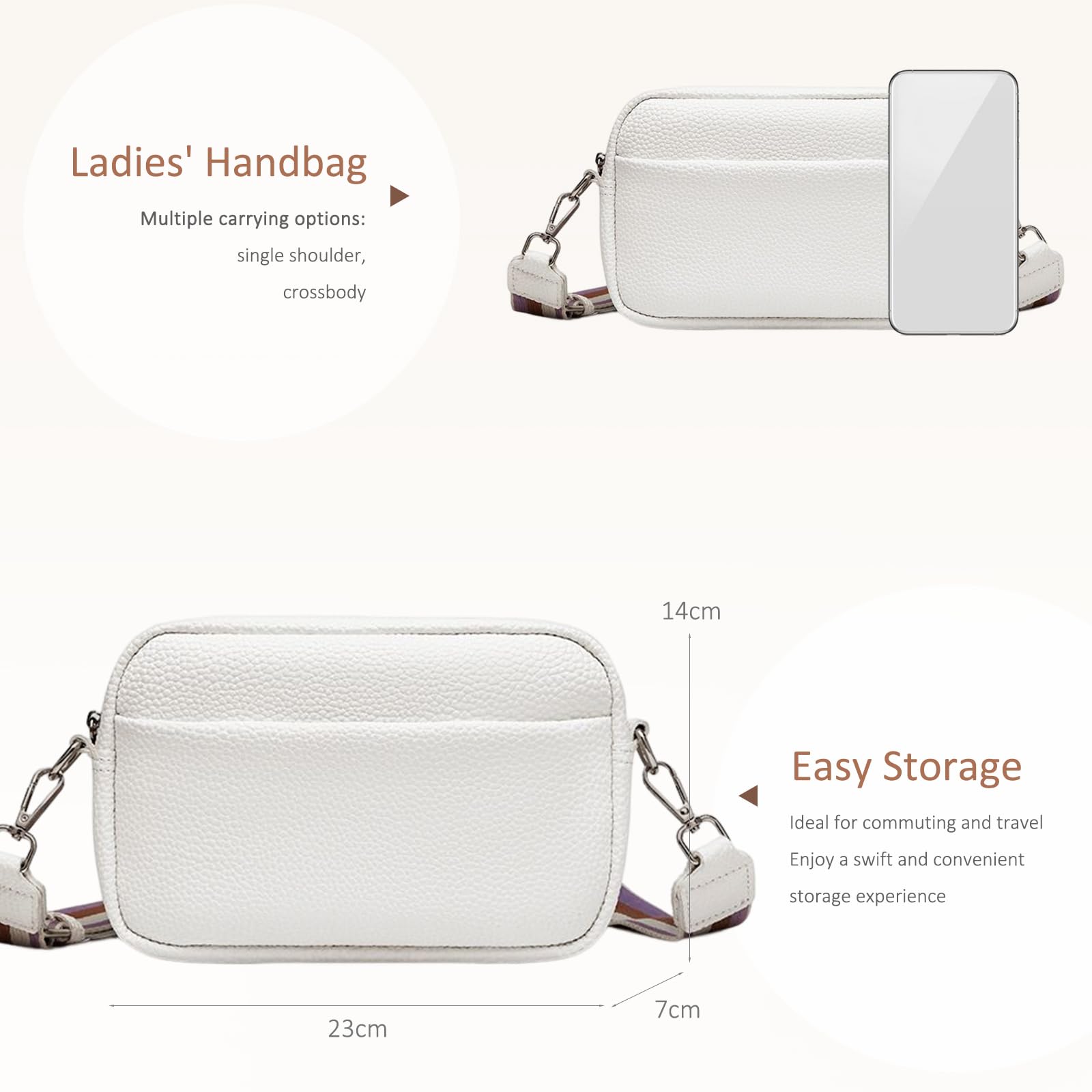 White pebbled leather crossbody bag - Image 4