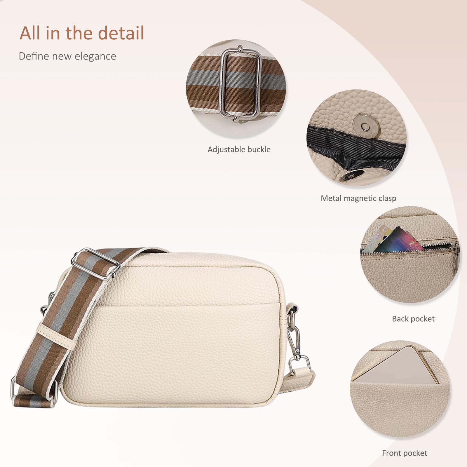 White pebbled leather crossbody bag - Image 3