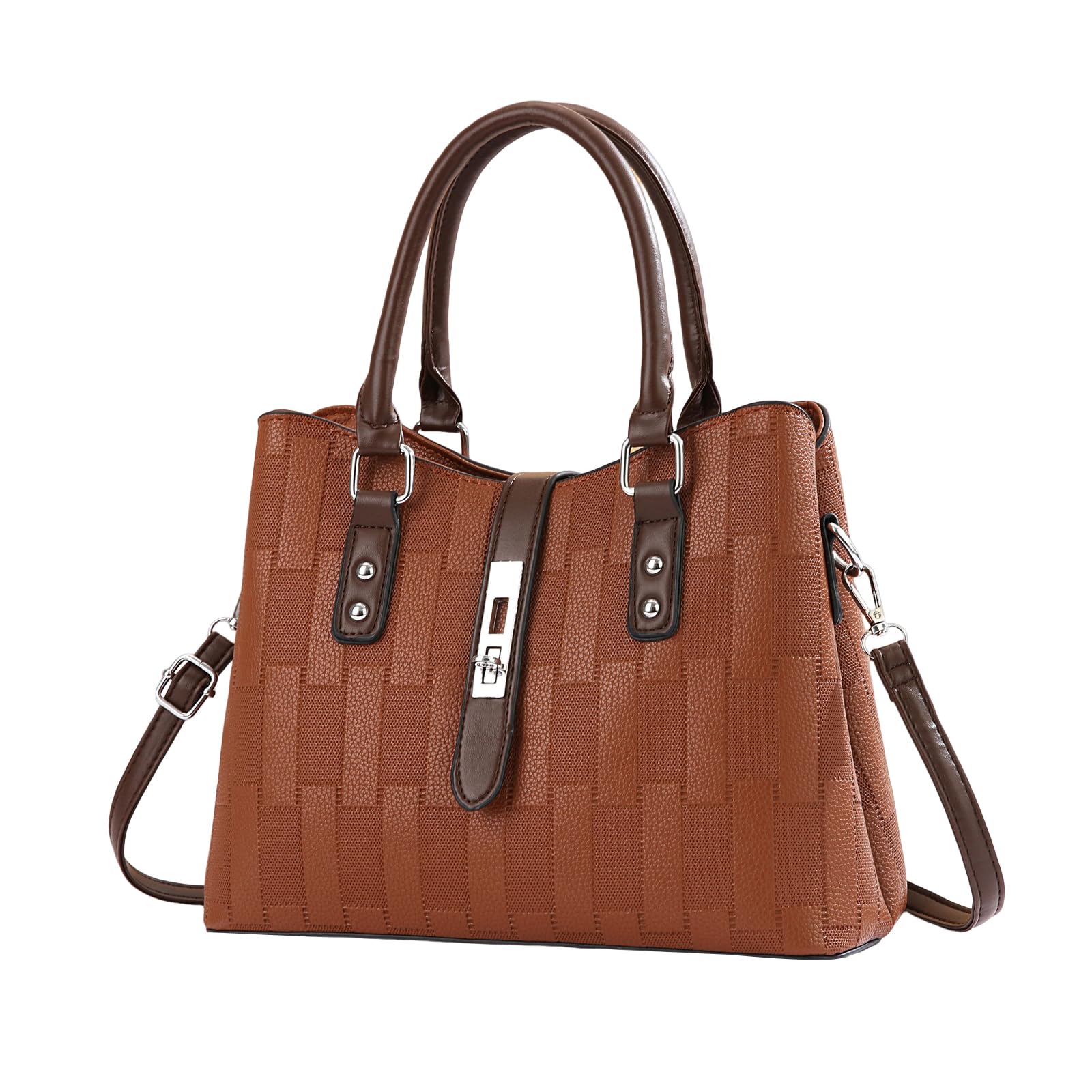 Brown textured trim handbag - Image 2