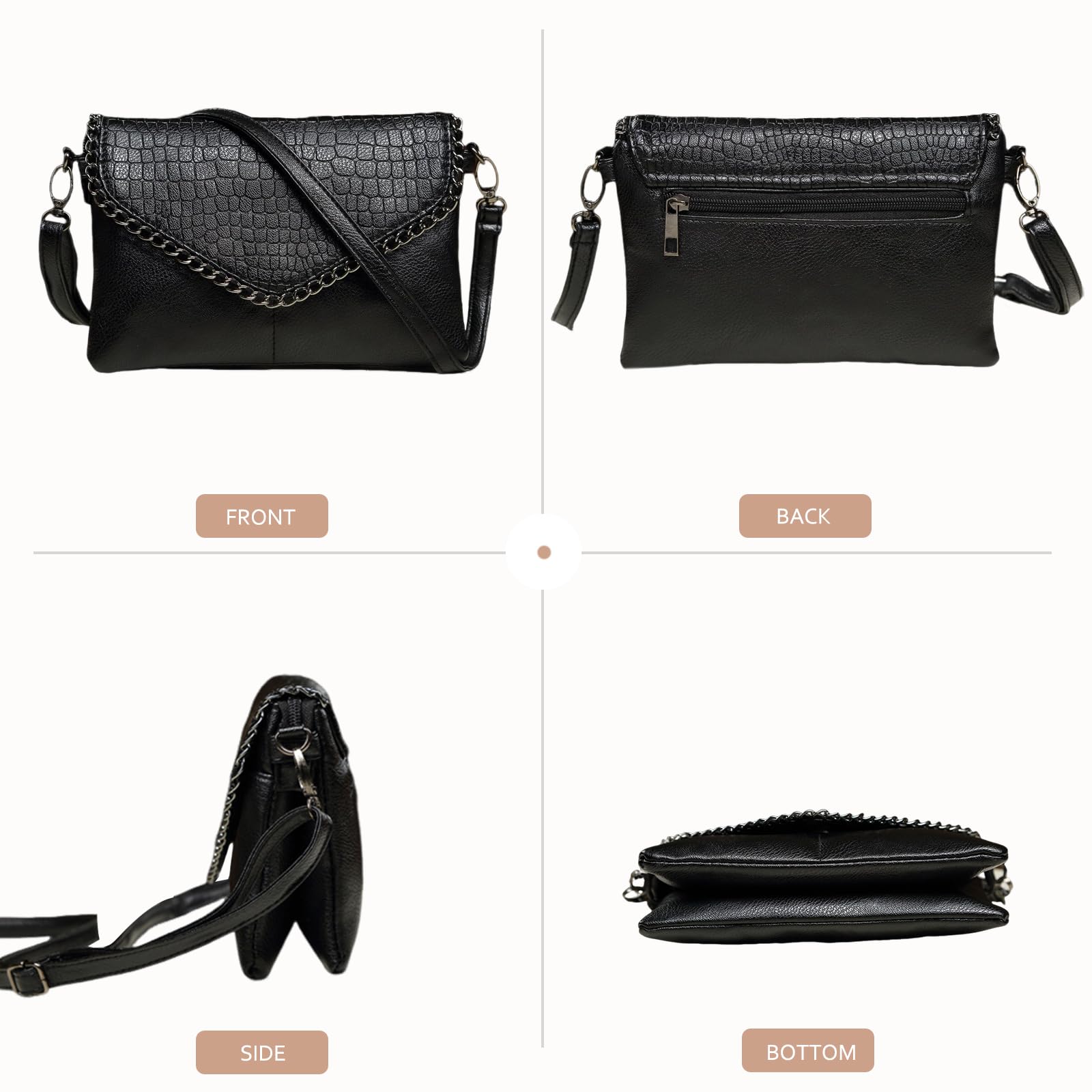 Black crocodile-embossed crossbody bag - Image 5