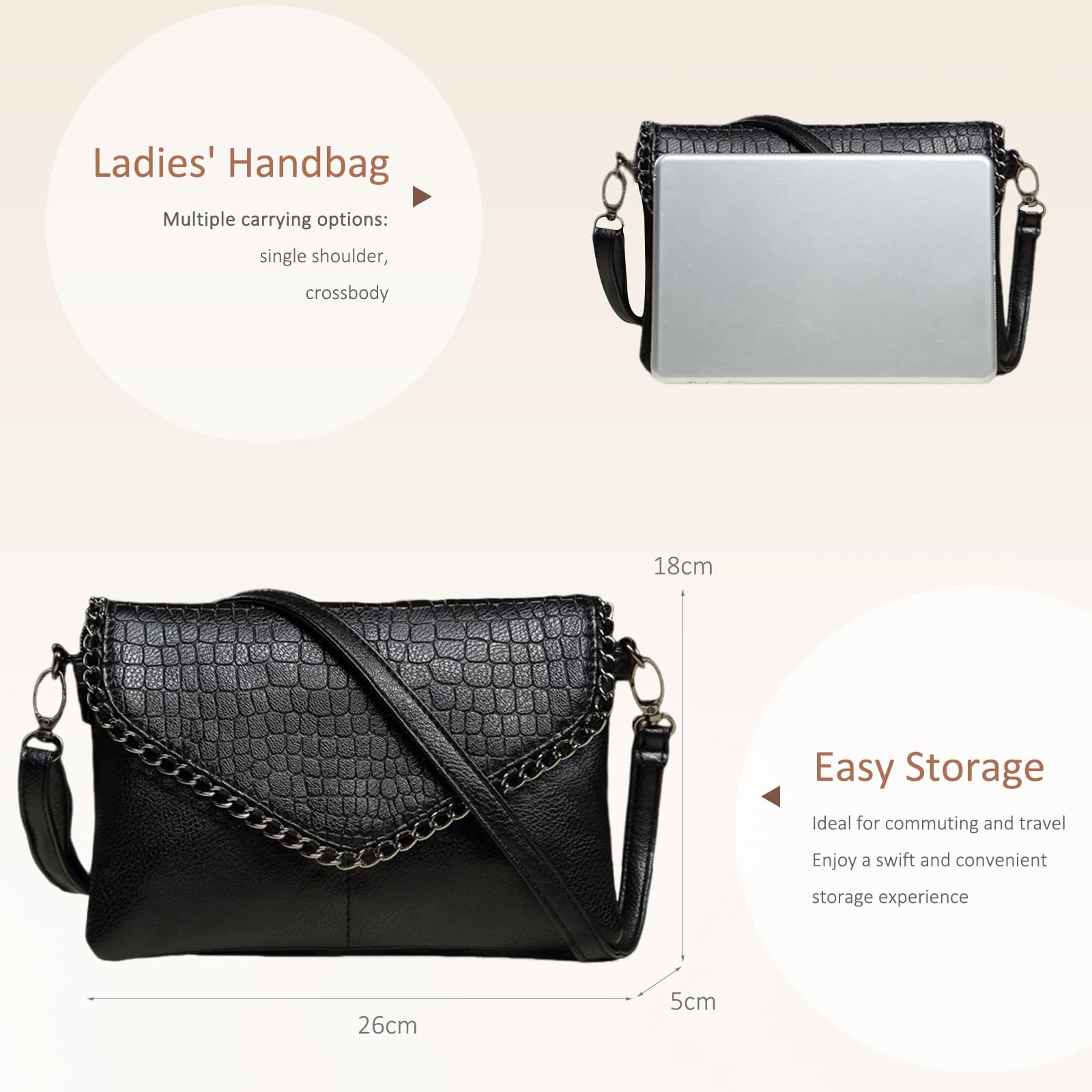 Black crocodile-embossed crossbody bag - Image 4