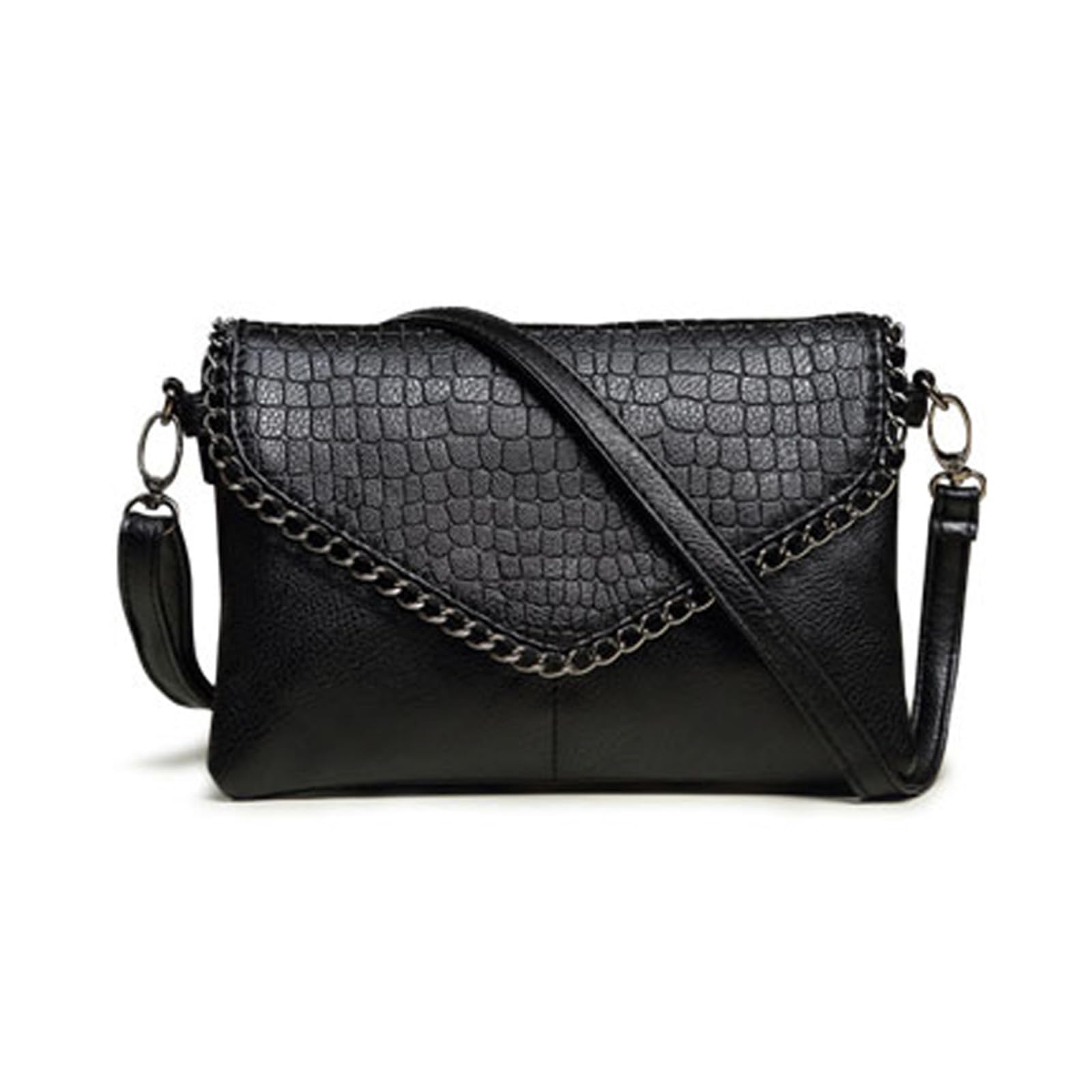 Black crocodile-embossed crossbody bag - Image 2