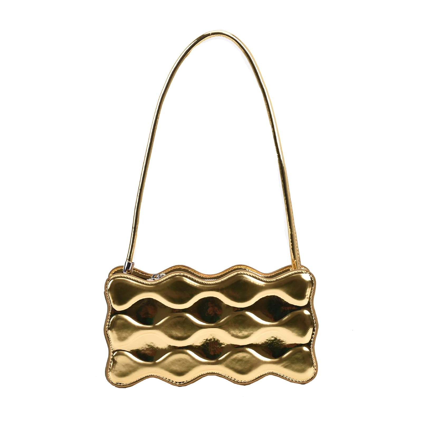 Gold Wavy Textured Shoulder Bag - Image 2