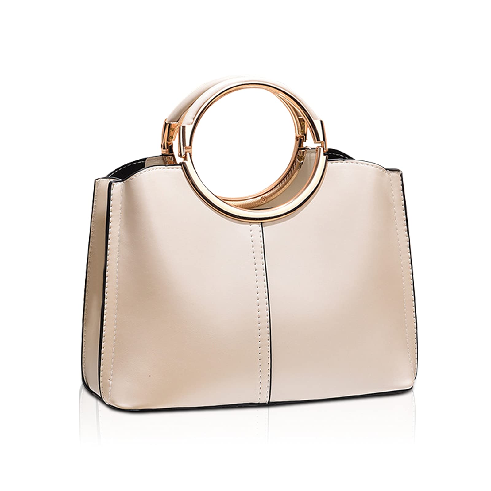 Champagne beige ring handle handbag - Image 2