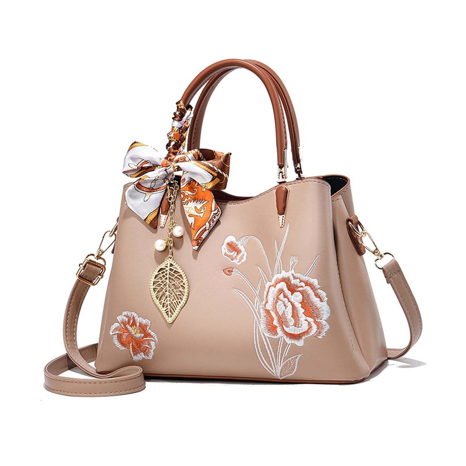 Light pink floral embroidered handbag - Image 2